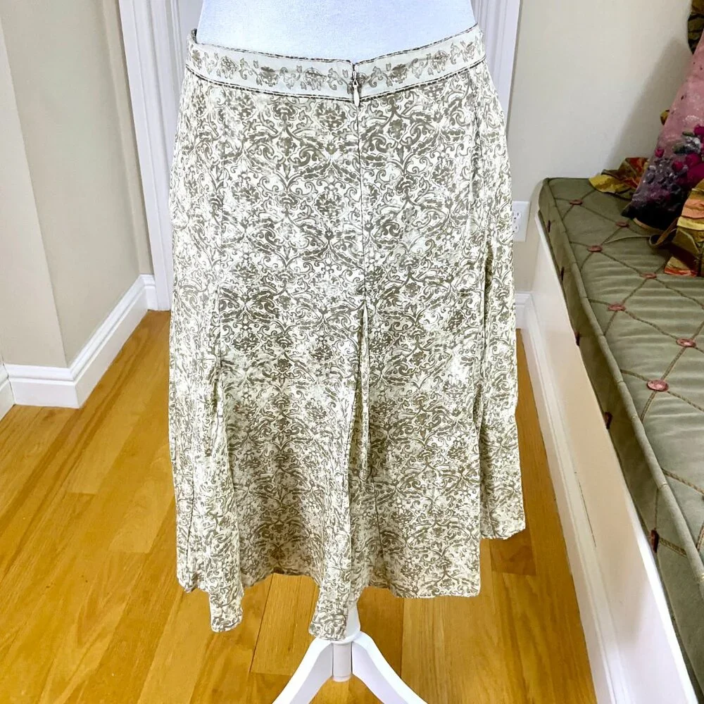 Antonio Melani Skirt Silk Brown Cream Scroll Paisley (12)